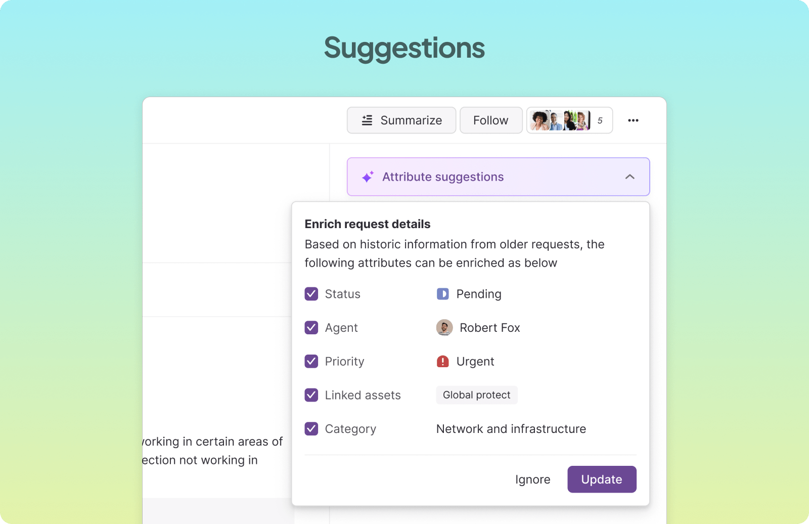 Applying suggestions with one click