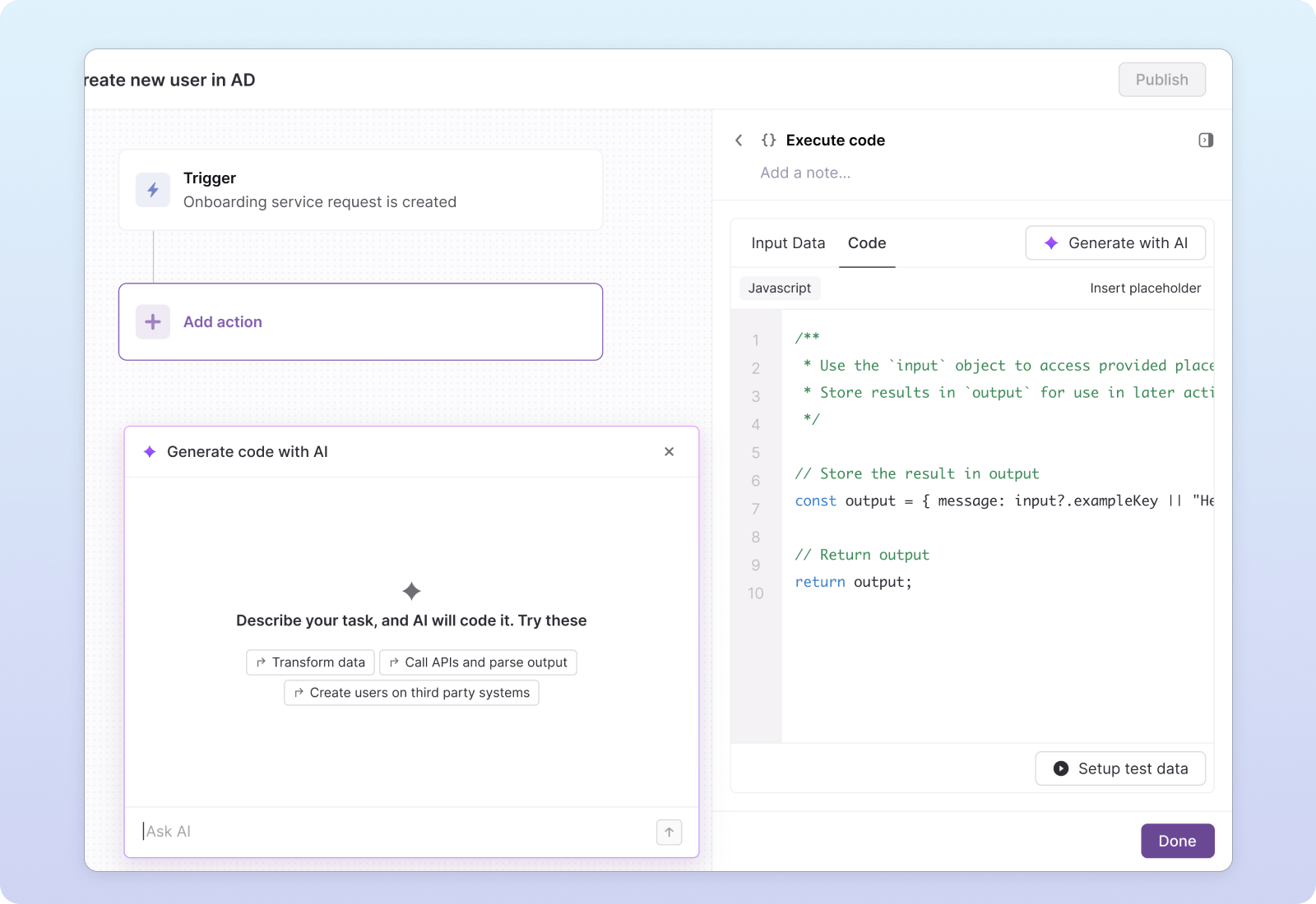 AI code generation from a plain-English prompt