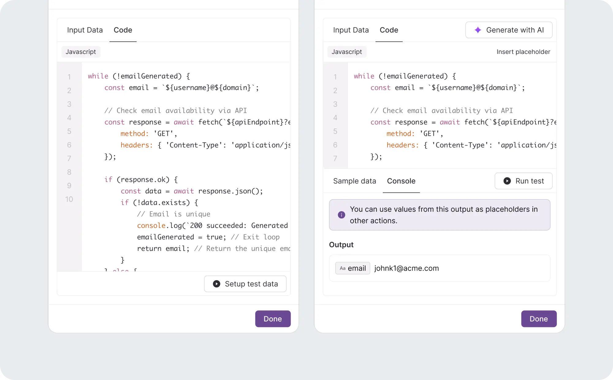 Test panel sits alongside the code editor โ final solution